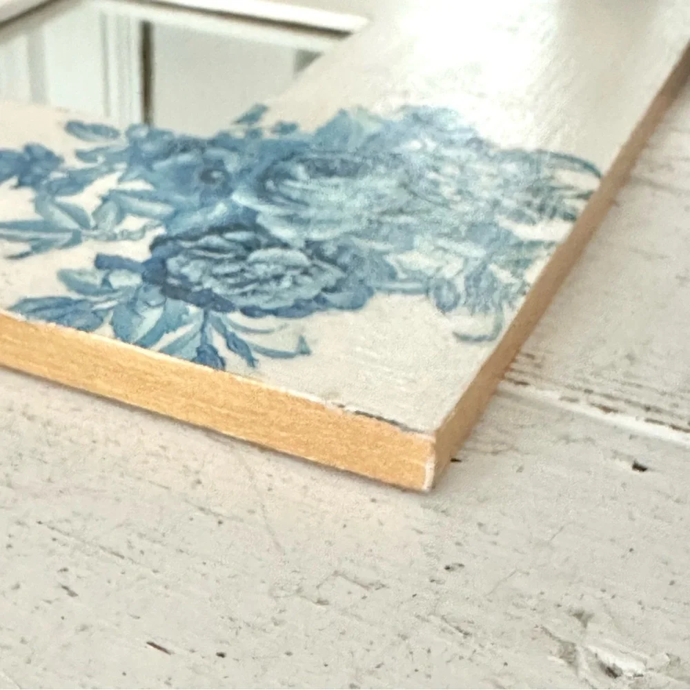 Blue Floral Square Wall Mirror